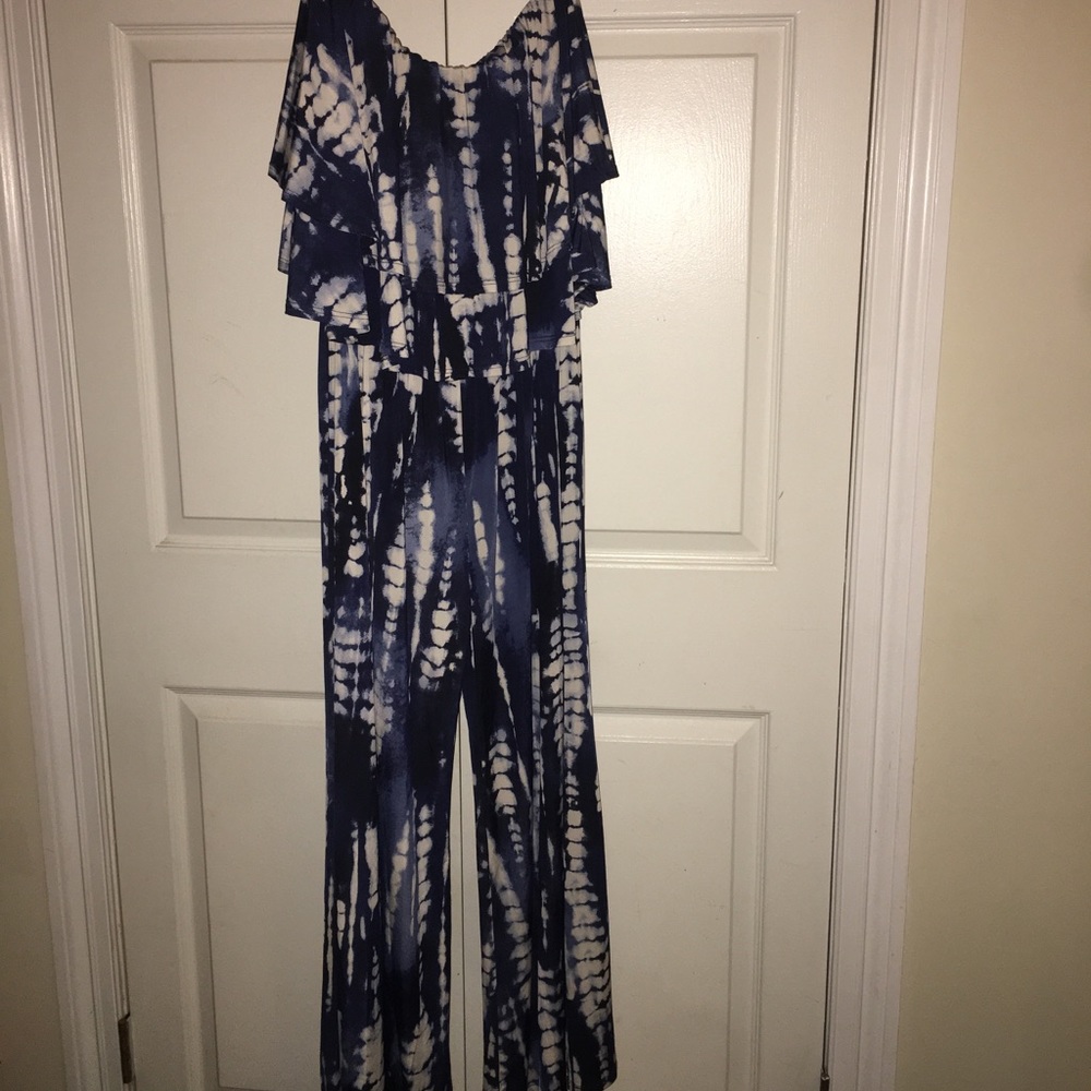 Juniper Blu tie dye strapless jumpsuit